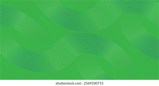 Abstract green glowing geometric lines on green background art