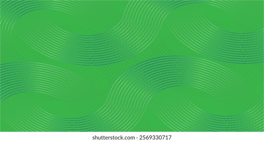 Abstract green glowing geometric lines on green background art