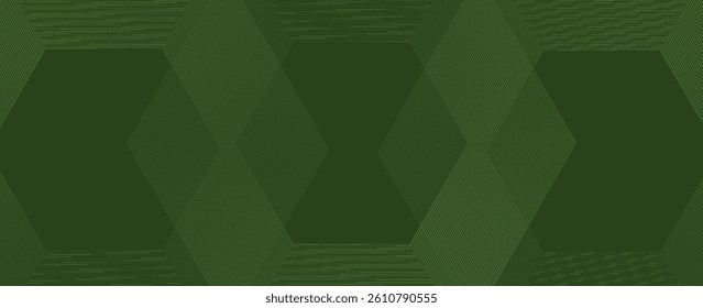 Abstract green glowing geometric lines on dark background. Modern shiny blue rounded square lines pattern. Futuristic technology concept. Suit for poster, cover, banner, presentation, website, flyer