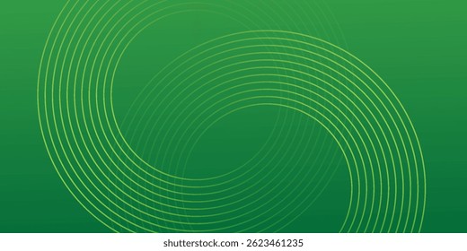 Abstractas líneas geométricas brillantes verdes sobre fondo azul oscuro. Patrón de líneas de círculo azul brillante moderno. eps 10
