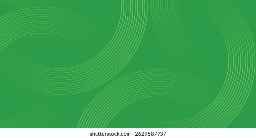 Abstrakte, grün leuchtende geometrische Linien auf dunkelblauem Hintergrund. Moderne glänzende blaue Kreislinien Muster. Vektorgrafik.
