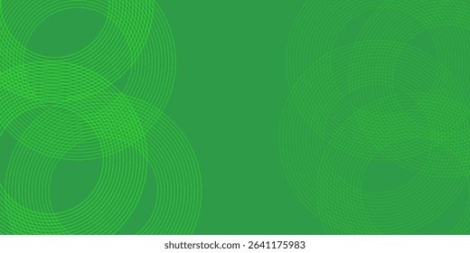 Abstract green glowing geometric lines on dark blue background. Modern shiny blue circle lines pattern. Futuristic technology concept. Suit for cover, poster, banner,