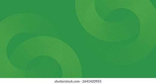 Abstract green glowing geometric lines on dark blue background. Modern shiny blue circle lines pattern. Futuristic technology concept. Suit for cover, poster, banner, brochure, header