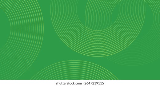 Abstract green glowing geometric lines on dark blue background. Modern shiny blue circle lines pattern. Futuristic technology concept. Suit for cover, poster, banner, brochure, header