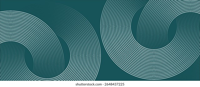 Abstract green glowing geometric lines on gray background. Modern shiny blue circle lines pattern. Futuristic technology concept. Suit for cover, poster, banner, brochure, header
