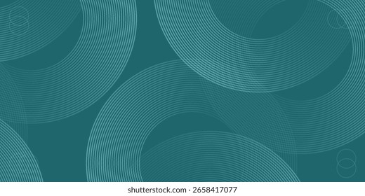Abstractas líneas geométricas brillantes verdes sobre fondo gris. Moderno patrón de líneas de círculo azul brillante. 