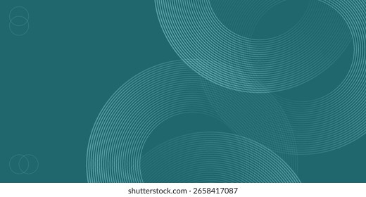 Abstrakte, grün leuchtende geometrische Linien auf grauem Hintergrund. Moderne glänzende blaue Kreislinien Muster. 