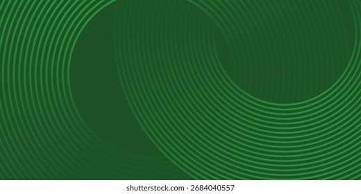 Abstract green glowing geometric lines on greenbackground. Modern shiny green circle lines pattern.