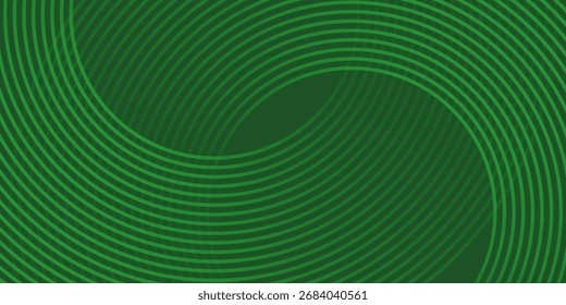Abstract green glowing geometric lines on greenbackground. Modern shiny green circle lines pattern.