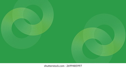 Linhas geométricas brilhantes em verde abstrato sobre fundo azul escuro. Padrão moderno de linhas de círculo azul brilhante. Conceito de tecnologia futurista. Terno para capa, cartaz, banner, brochura, cabeçalho