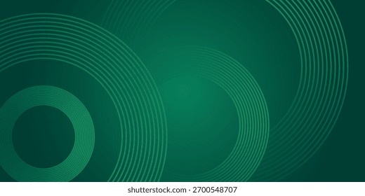 Líneas geométricas brillantes verdes Abstractas sobre fondo verde oscuro. Patrón de línea circular brillante. Diseño tecnológico futurista perfecto para Anuncios, carteles, Sitios web y cubiertas.