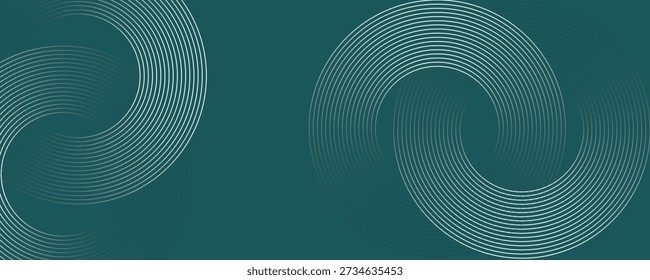 Abstract green glowing geometric lines on gray background. Modern shiny blue circle lines pattern. Futuristic technology concept. Suit for cover, poster, banner, brochure, header, website vector
