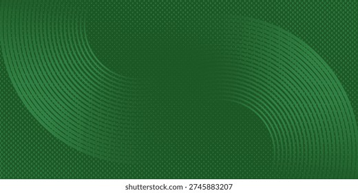 Abstract green glowing geometric lines on greenbackground. Modern shiny green circle lines pattern.