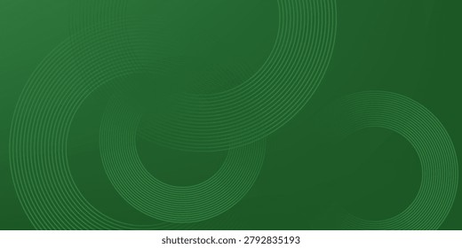 Abstract green glowing geometric lines on greenbackground. Modern shiny green circle lines pattern.