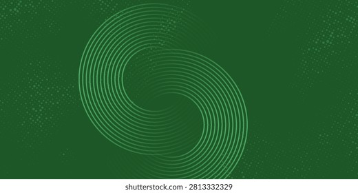 Abstract green glowing geometric lines on greenbackground. Modern shiny green circle lines pattern.