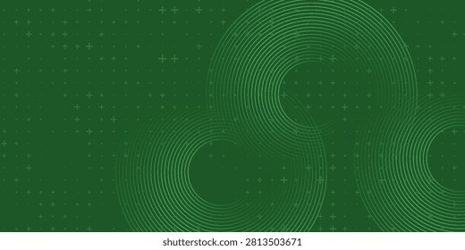 Abstract green glowing geometric lines on greenbackground. Modern shiny green circle lines pattern.