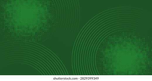 Abstract green glowing geometric lines on greenbackground. Modern shiny green circle lines pattern.