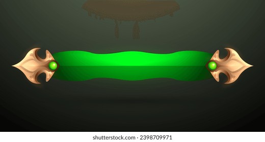 Abstract Green and Gold Border Fantasy Game Title Banner on Black Background