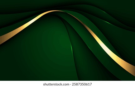 Abstract green gold line dynamic luxury curve smooth design modern premium elegant background vector illustration.
