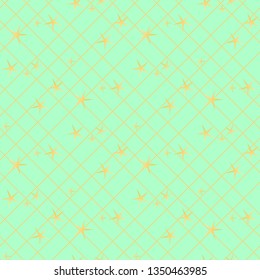 Abstract green and gold seamless pattern. Vector art deco fashion background, gold line foil textured stars eps10