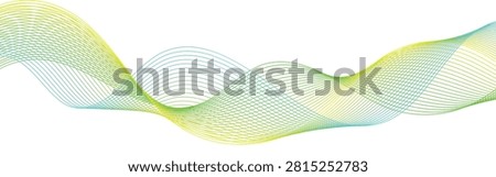 Abstract Green and Gold Wave Line Background with Elegant Flowing Curves. Modern Gradient Wave Lines Background in Green Yellow Minimal Style.
