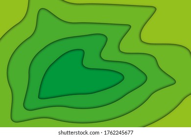 Abstract Green Gradient 3D Paper Cut Shapes Background