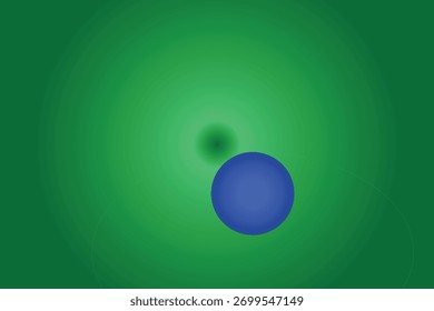 Fundo de gradiente verde abstrato com uma esfera azul e elementos circulares sutis, evocando uma sensação de profundidade e foco.