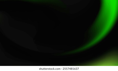 Abstract Green Gradient Background, Dark Black, Smooth, Swirl, 