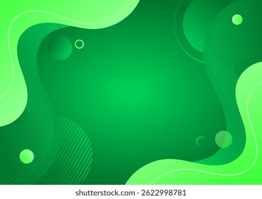 abstract green gradient background fluid shape with geometric and wave line