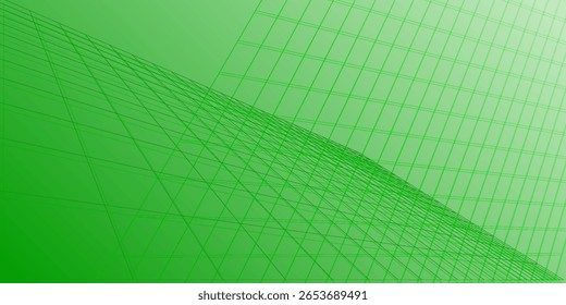 Fundo de gradiente verde abstrato com linhas de malha geométrica formando um design dinâmico, moderno e futurista.