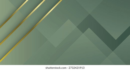 Fondo degradado verde Abstractas con sombras geométricas verdes y lujosas líneas doradas. Fondo minimalista de Premium para Anuncio, volante, presentación y tarjeta. Vector vol. 2