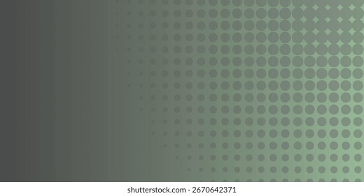 Abstrakter grüner Farbverlauf-Hintergrund mit Halbtonkreismuster. Moderne digitale Textur für Poster, Banner, Präsentationen,