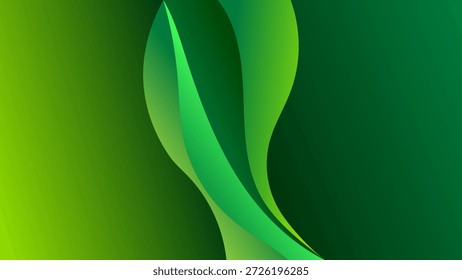 Fundo de gradiente verde abstrato com formas orgânicas desenhadas à mão ondas suaves suaves e estilo minimal moderno design vetor. Ideal para posts em mídias sociais, banners de sites, apresentações, branding e design de marketing digital