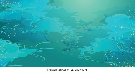 Fondo degradado verde Abstractas con decoración de onda de tinta verde y salpicaduras de oro lujoso y elegante. Concepto de fondo moderno para invitaciones y premios. VOL. 5