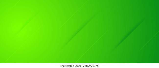 Abstract green gradient background with lines and shadows. Header banner. Bright abstract presentation backdrop. Vector illustration
