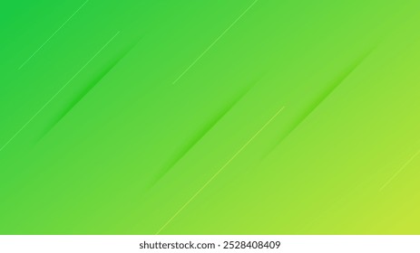 Abstract green gradient background with lines and shadows. Header banner. Bright abstract presentation backdrop. Vector illustration