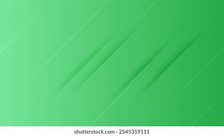 Abstract green gradient background with lines and shadows. Header banner. Bright abstract presentation backdrop. Vector illustration