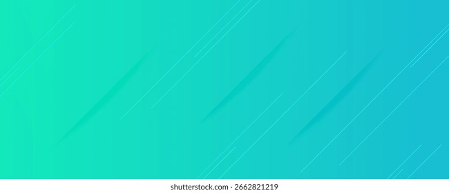 Abstract green gradient background with lines and shadows. Header banner. Bright abstract presentation backdrop. Vector illustration
