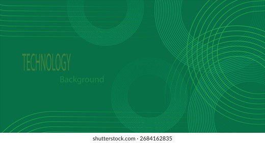 Abstract green gradient background with lines. Geometric stripe line art design. 