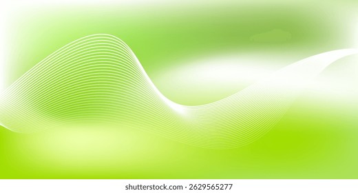 Abstractas fondo de gradiente verde con líneas brillantes ondas. Fondo minimalista para el Anuncio, cartel, cubierta, folleto, volante, Sitio web	