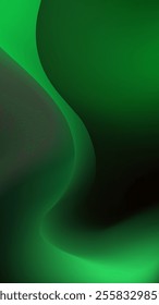 Abstract Green Gradient Background Smooth Curves, Dark Shades, Vibrant Hues,