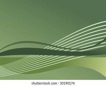 abstract green gradient background with waves and copy space