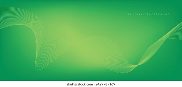 Abstract green gradient background with wavy lines