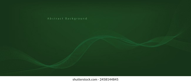 Abstract green gradient background with wavy lines	
