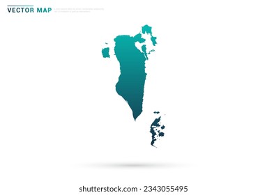 Abstract green gradient of Bahrain map on white background vector.