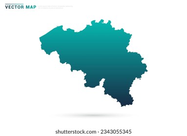 Abstract green gradient of Belgium map on white background vector.