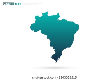 Abstract green gradient of Brazil map on white background vector.