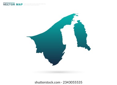 Abstract green gradient of Brunei map on white background vector.