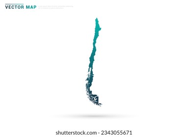 Abstract green gradient of Chile map on white background vector.