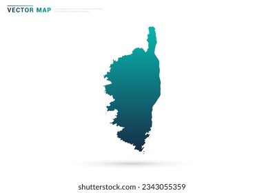 Abstract green gradient of Corsica map on white background vector.
